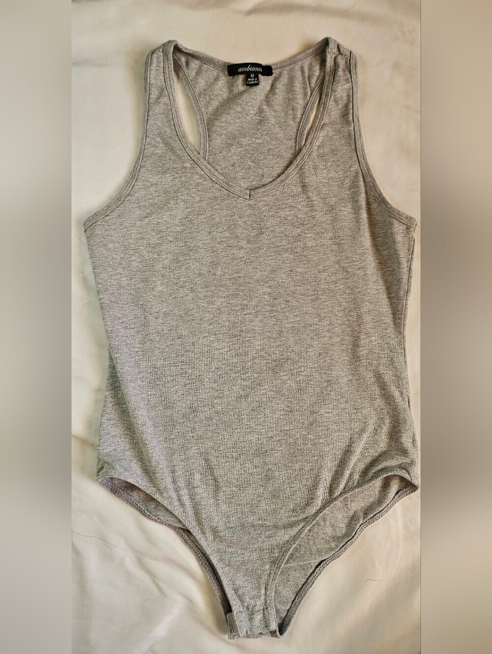 Ambiance Womens Heathered Gray Sleeceless Racerback Tank Top Bodysuit Siz Medium